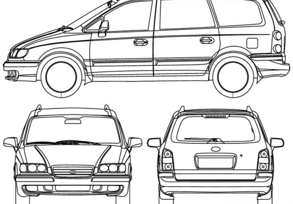 Hyundai Trajet (2005) (Hyendai TraJet (2005)) - drawings (drawings) of a car